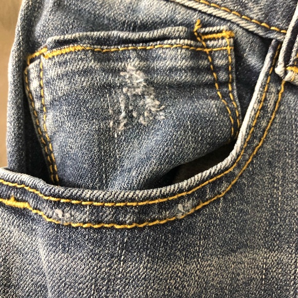 Democracy Slim Straight Flood Blue Denim Distressed Jeans Size 2 Vintage - Picture 3 of 7